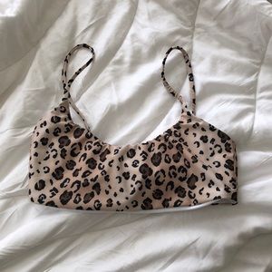 Reformation Leopard Print Bikini Top
